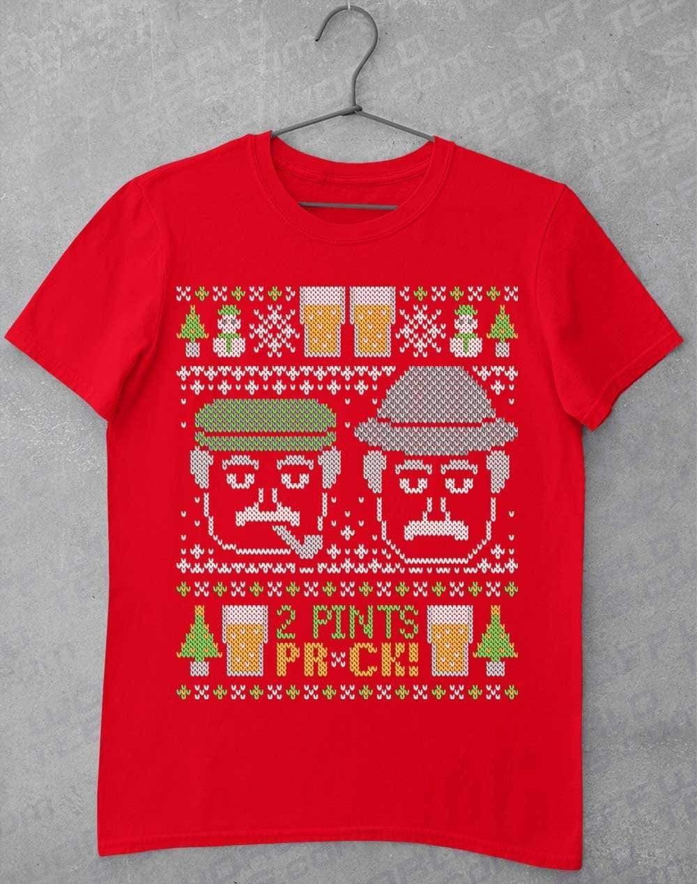 Craiglang Christmas 2 Pints Knit Pattern T-Shirt  - Off World Tees