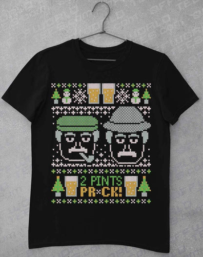 Craiglang Christmas 2 Pints Knit Pattern T-Shirt S / Black  - Off World Tees