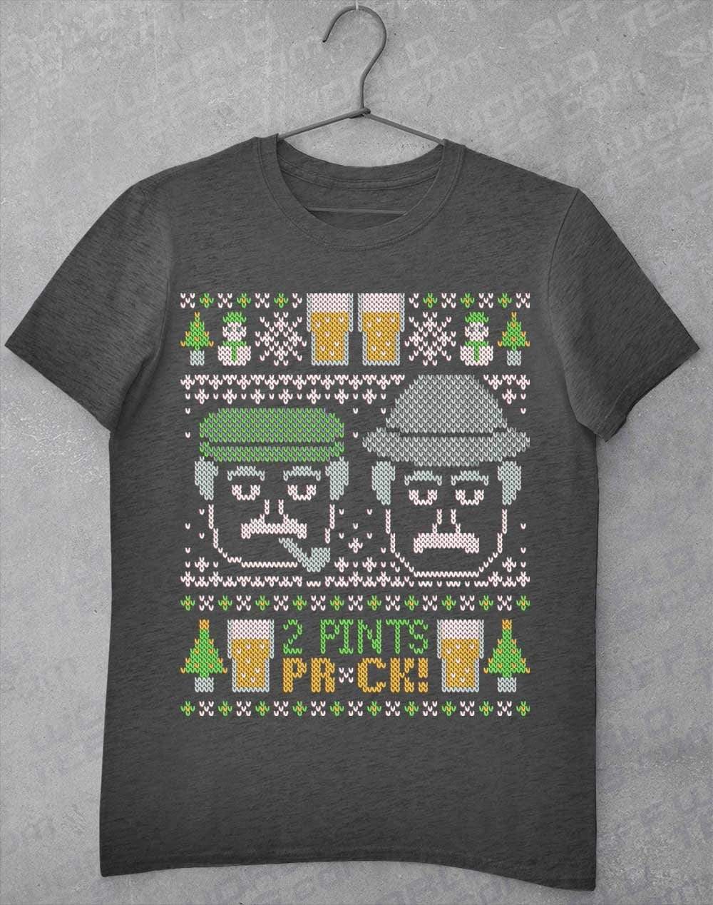Craiglang Christmas 2 Pints Knit Pattern T-Shirt S / Dark Heather  - Off World Tees