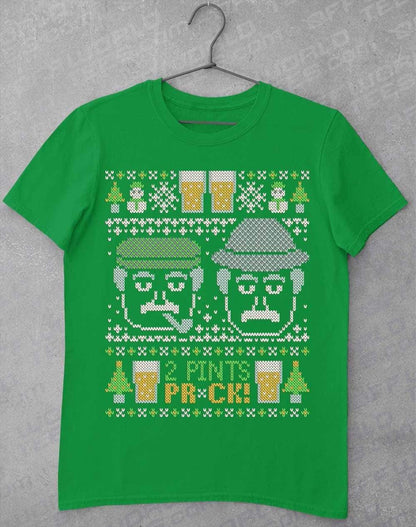 Craiglang Christmas 2 Pints Knit Pattern T-Shirt S / Irish Green  - Off World Tees