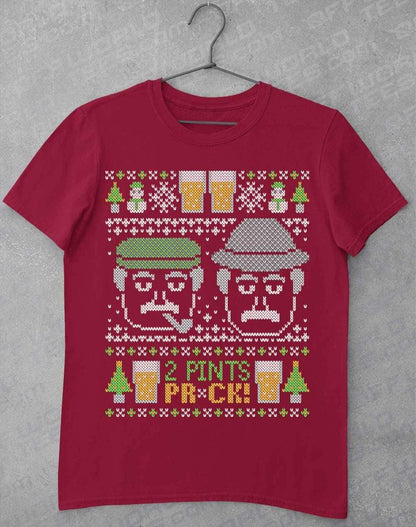 Craiglang Christmas 2 Pints Knit Pattern T-Shirt S / Red  - Off World Tees