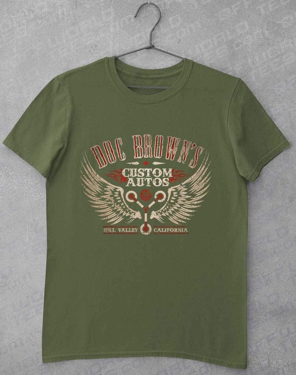 Doc Brown's Custom Autos T-Shirt S / Military Green  - Off World Tees