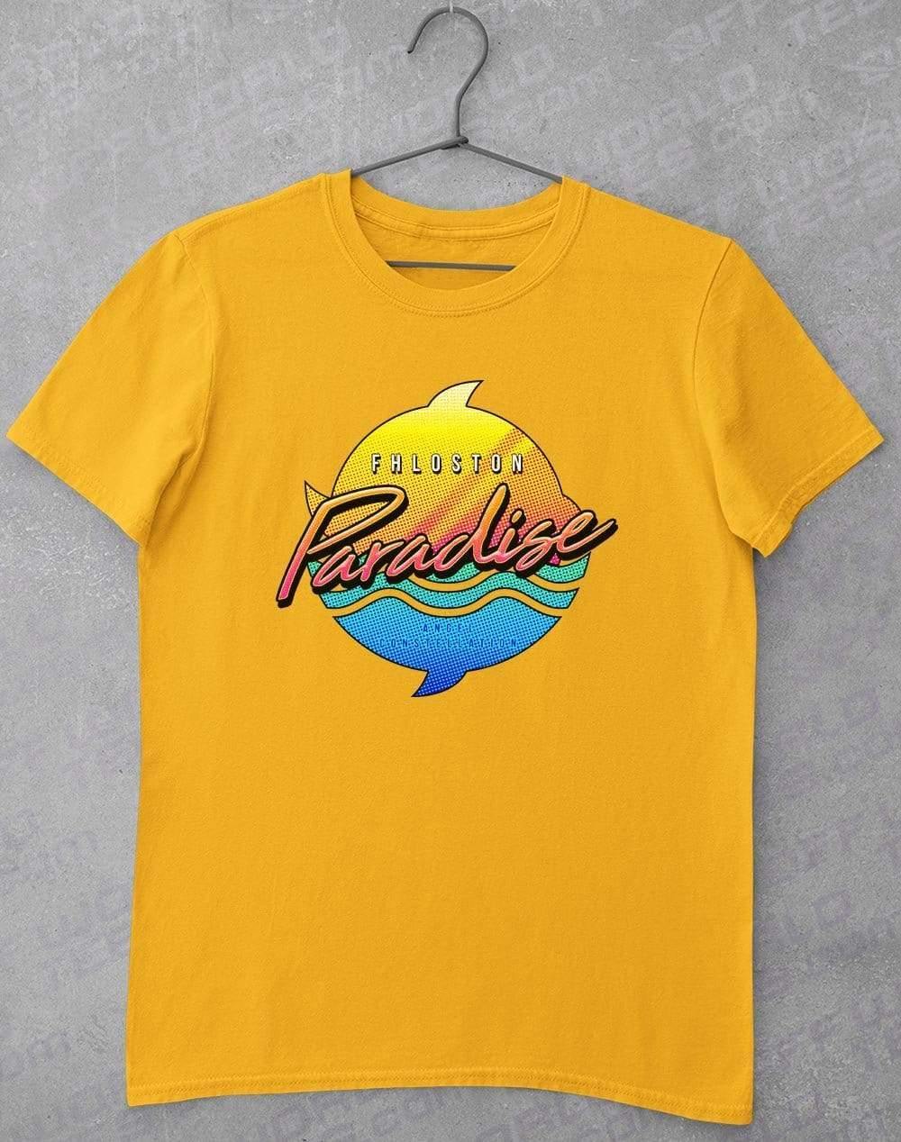 Fhloston Paradise Neon Logo T-Shirt S / Gold  - Off World Tees