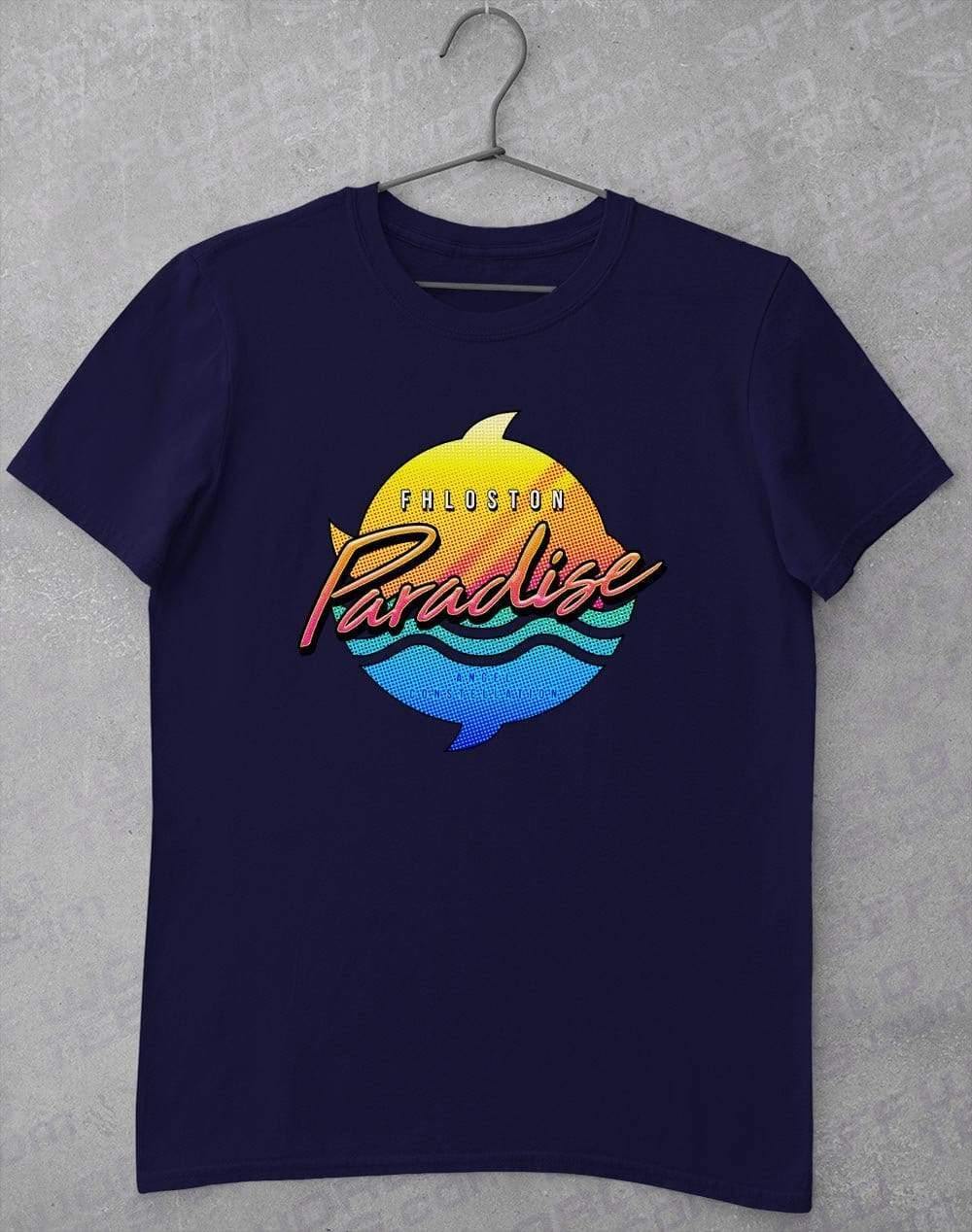 Fhloston Paradise Neon Logo T-Shirt S / Navy  - Off World Tees