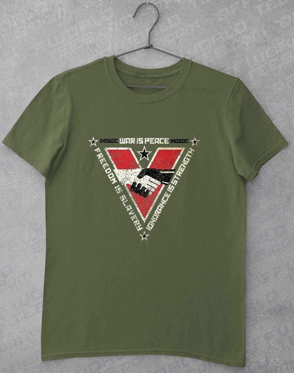 INGSOC Triangular Slogans T-Shirt S / Military Green  - Off World Tees