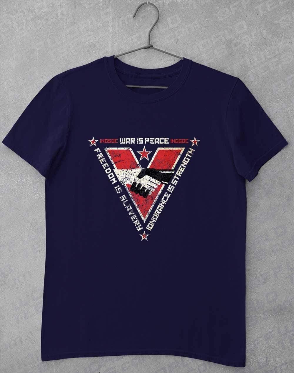 INGSOC Triangular Slogans T-Shirt S / Navy  - Off World Tees