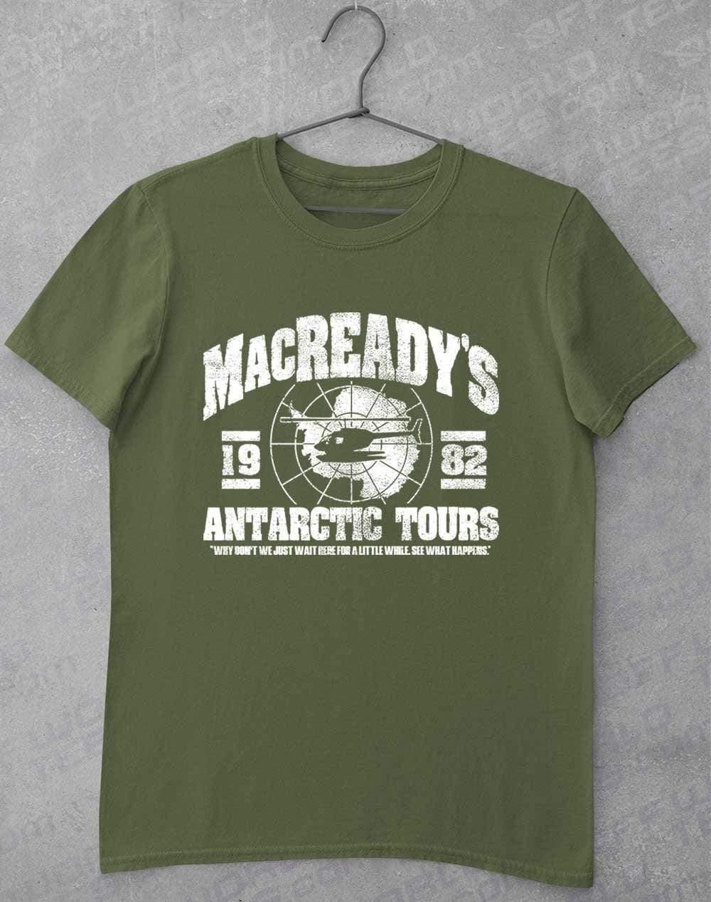 MacReady's Antarctic Tours 1982 T-Shirt S / Military Green  - Off World Tees
