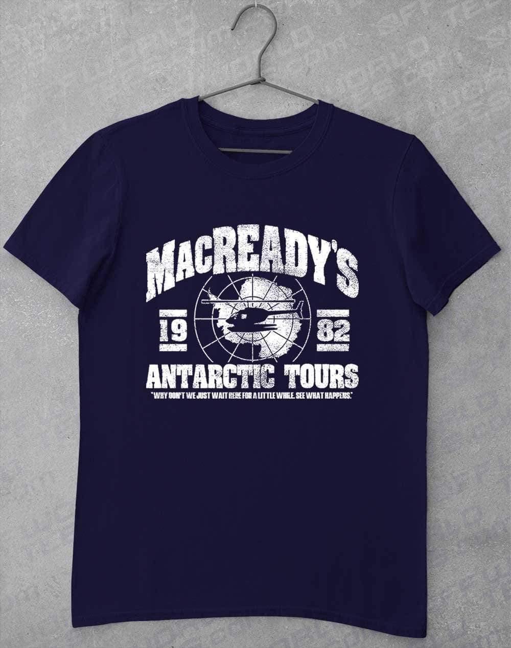 MacReady's Antarctic Tours 1982 T-Shirt S / Navy  - Off World Tees