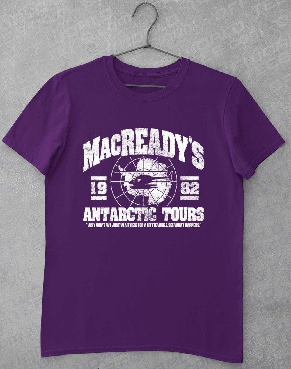 MacReady's Antarctic Tours 1982 T-Shirt S / Purple  - Off World Tees