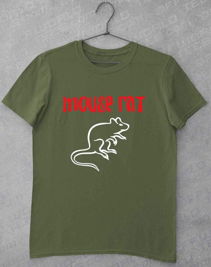 Mouse Rat Text Logo T-Shirt S / Military Green  - Off World Tees
