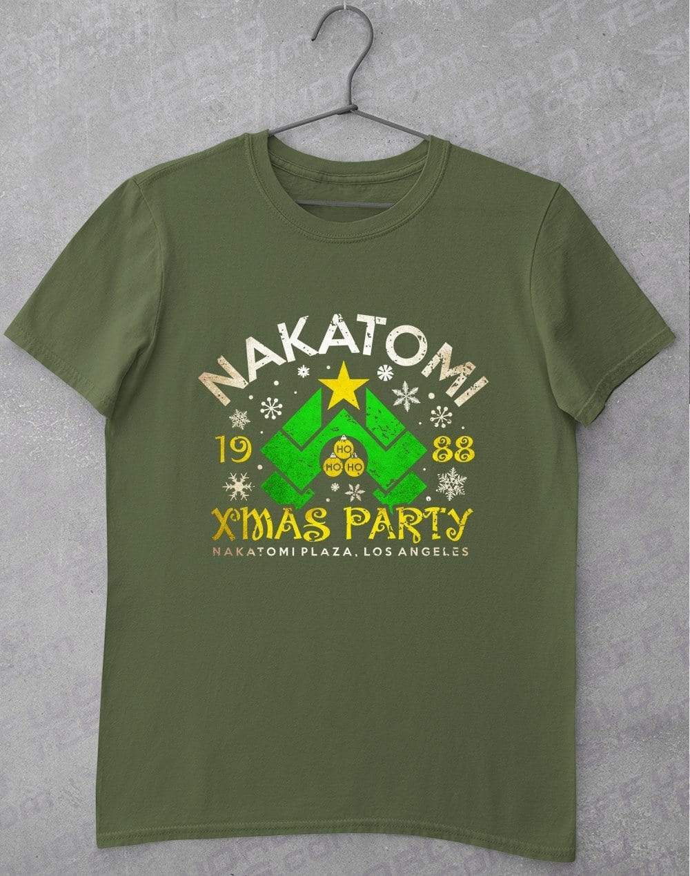 Nakatomi Xmas Party T-Shirt S / Military Green  - Off World Tees