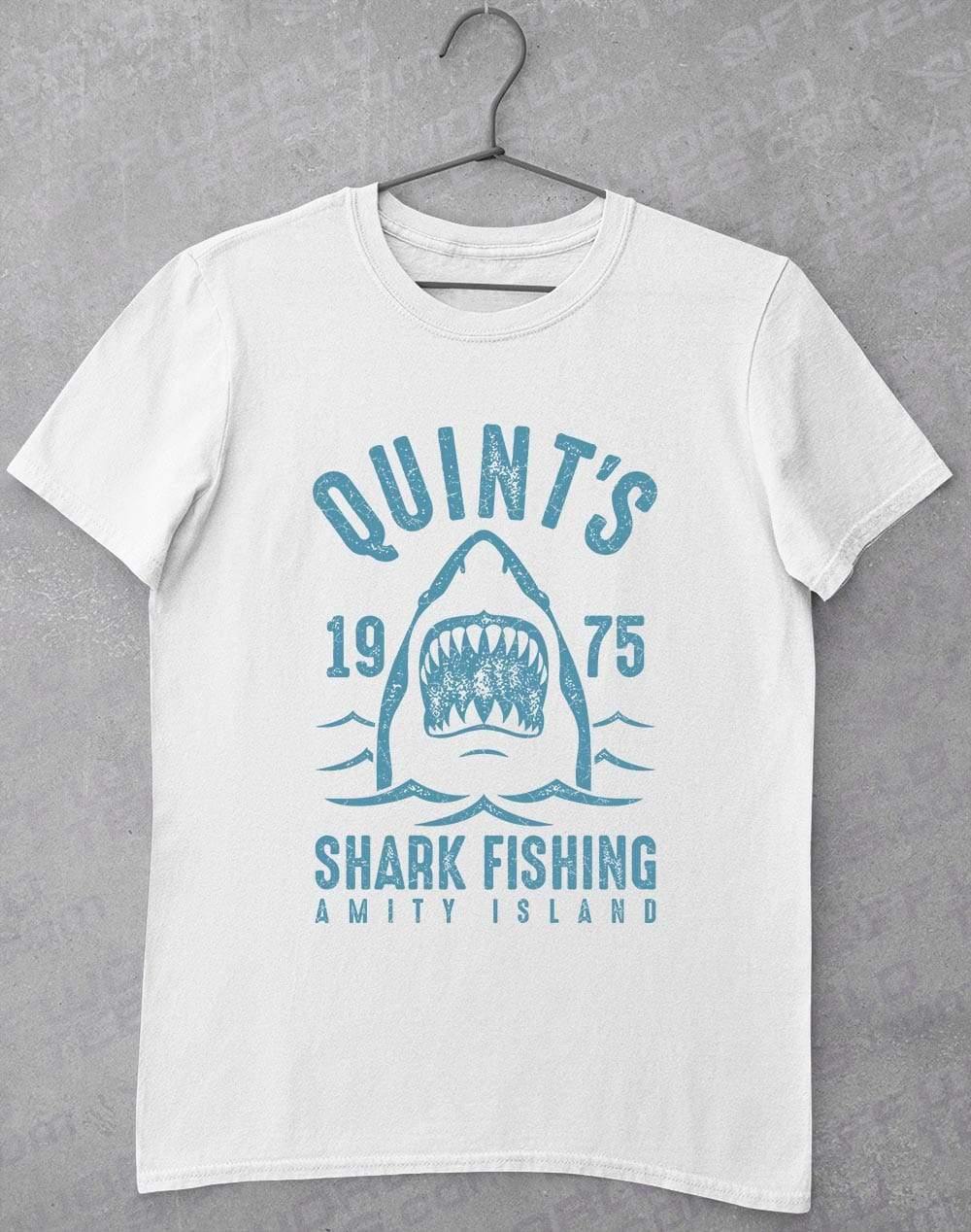 Quints Shark Fishing T-Shirt S / White  - Off World Tees