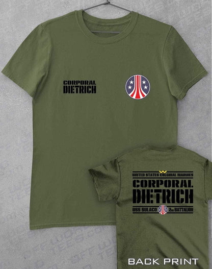 USCM Colonial Marines (CHOOSE YOUR MARINE) - Custom T-Shirt DIETRICH - Military Green / S  - Off World Tees
