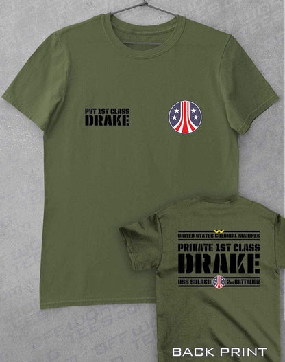 USCM Colonial Marines (CHOOSE YOUR MARINE) - Custom T-Shirt DRAKE - Military Green / S  - Off World Tees
