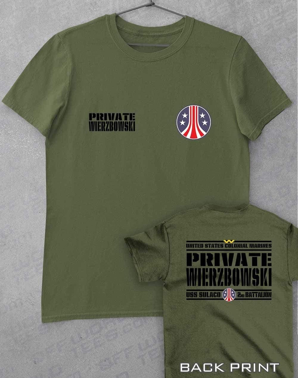 USCM Colonial Marines (CHOOSE YOUR MARINE) - Custom T-Shirt WIERZBOWSKI - Military Green / S  - Off World Tees