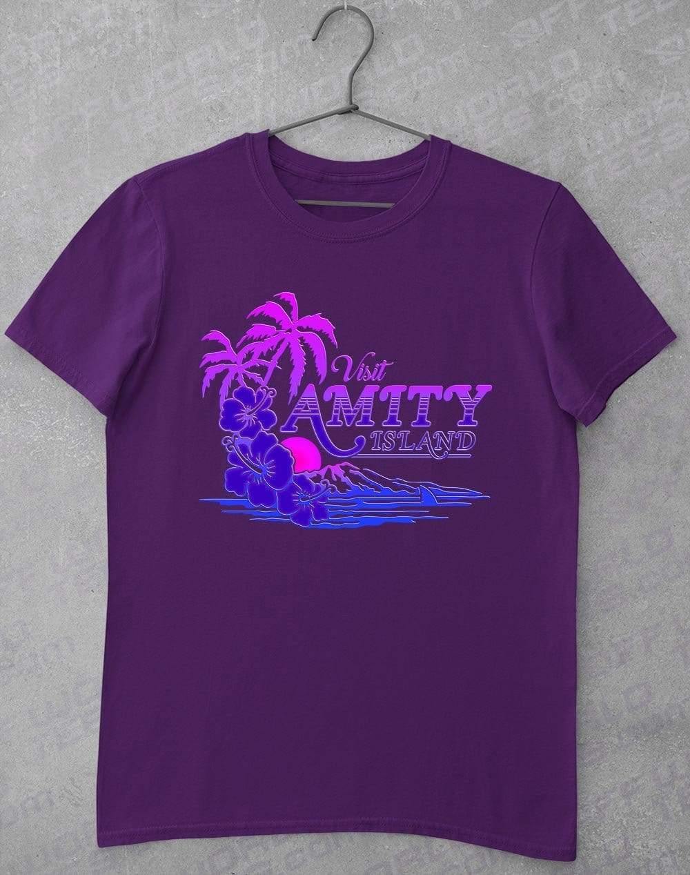 Visit Amity Island T-Shirt S / Purple  - Off World Tees