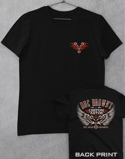 Doc Brown's Custom Autos with Back Print T-Shirt S / Black  - Off World Tees