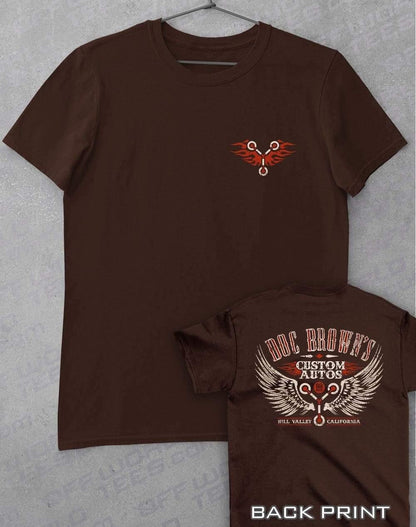 Doc Brown's Custom Autos with Back Print T-Shirt S / Dark Chocolate  - Off World Tees