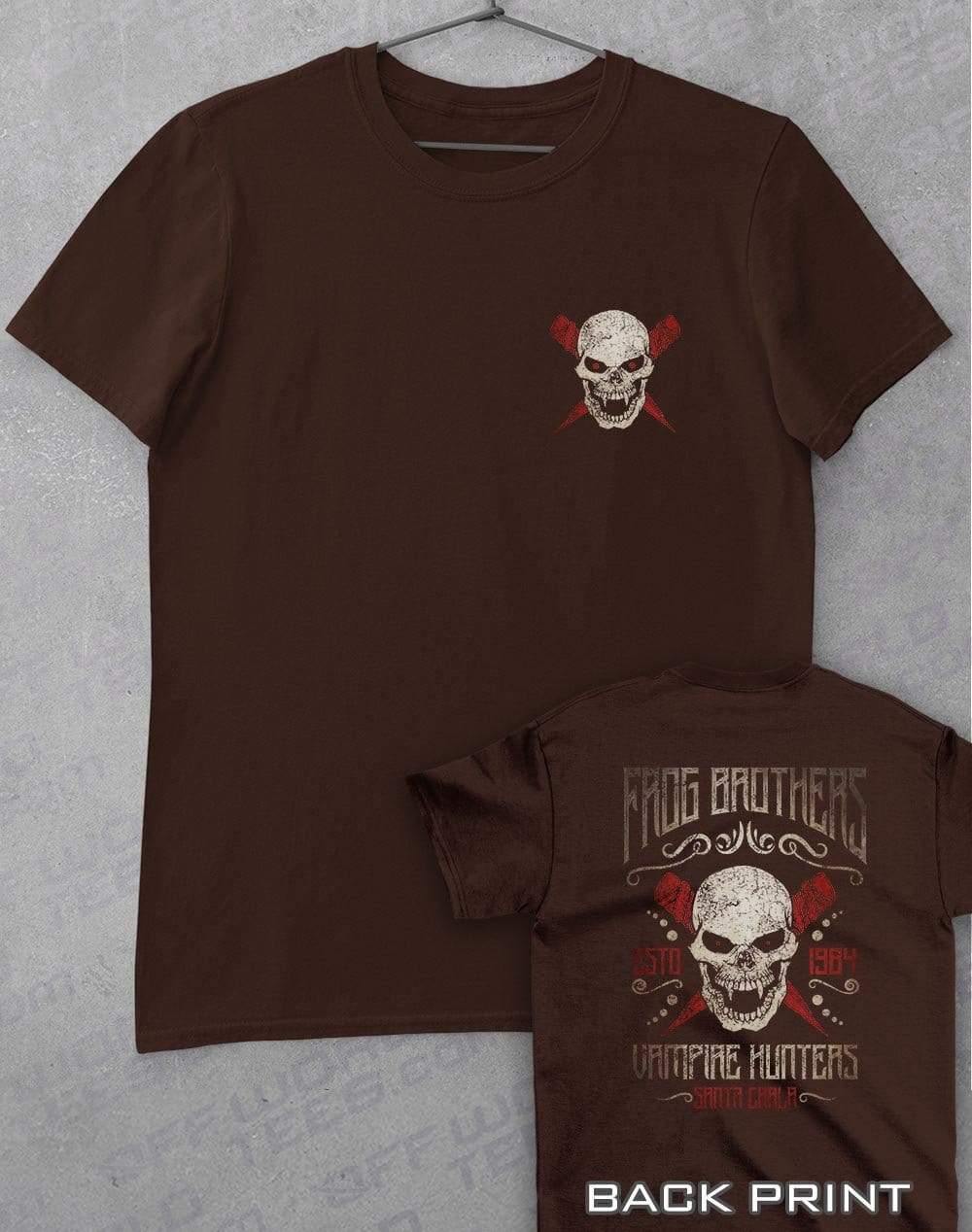 Frog Brothers Vampire Hunters with Back Print T-Shirt S / Dark Chocolate  - Off World Tees