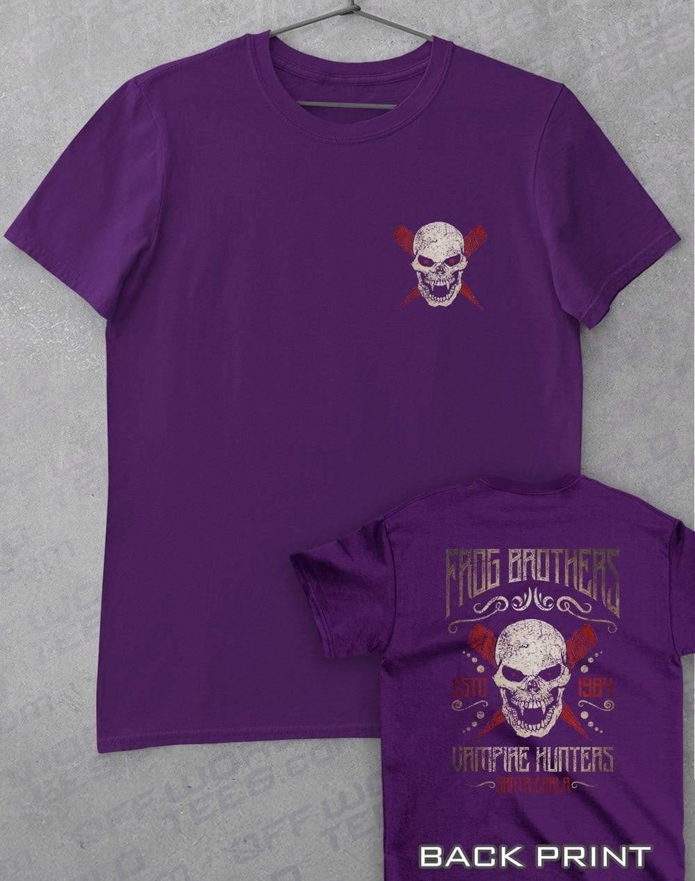 Frog Brothers Vampire Hunters with Back Print T-Shirt S / Purple  - Off World Tees