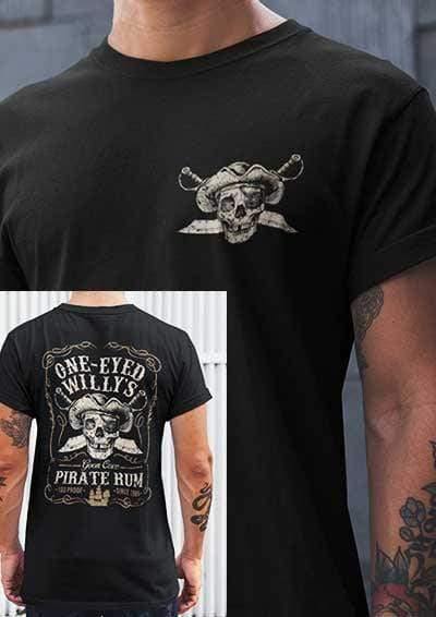 One-Eyed Willy's Pirate Rum with Back Print T-Shirt  - Off World Tees