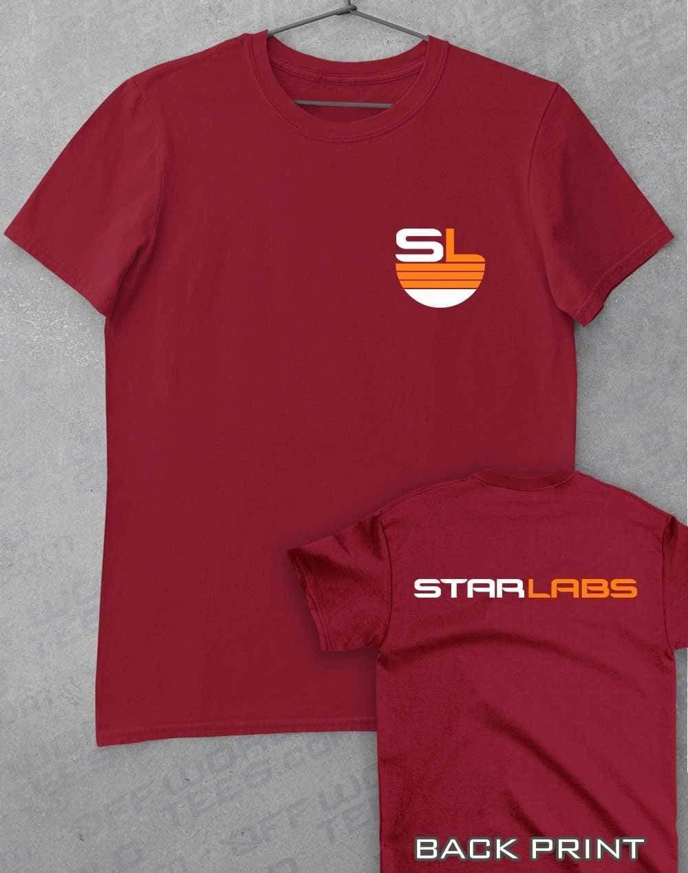 Star Labs Pocket and Back Print T-Shirt S / Burgundy  - Off World Tees