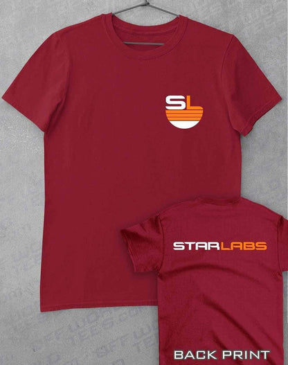 Star Labs Pocket and Back Print T-Shirt S / Burgundy  - Off World Tees