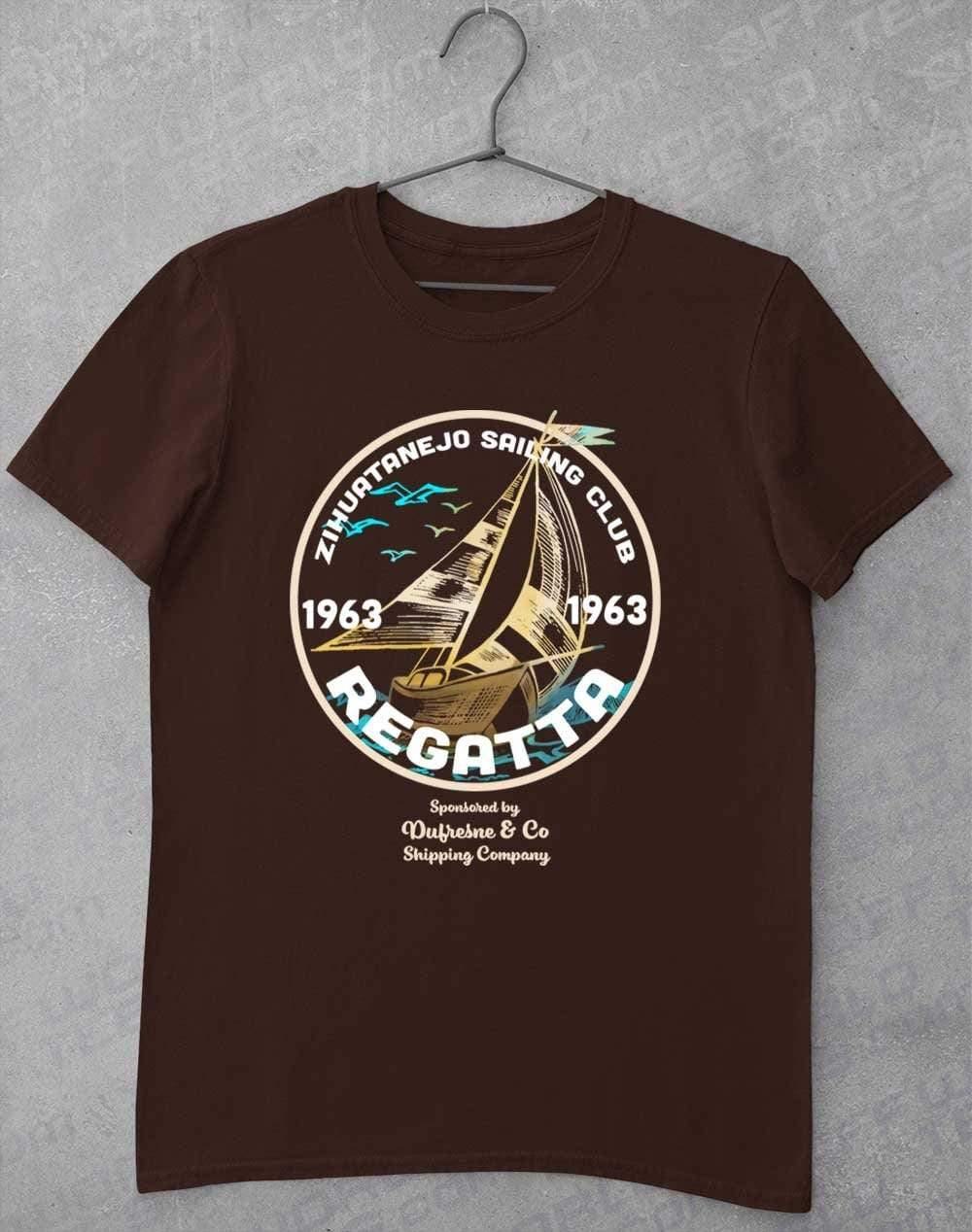 Zihuatanejo Sailing Big Print T-Shirt S / Dark Chocolate  - Off World Tees
