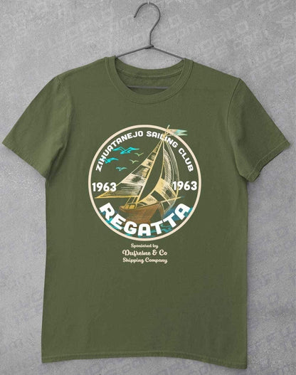 Zihuatanejo Sailing Big Print T-Shirt S / Military Green  - Off World Tees