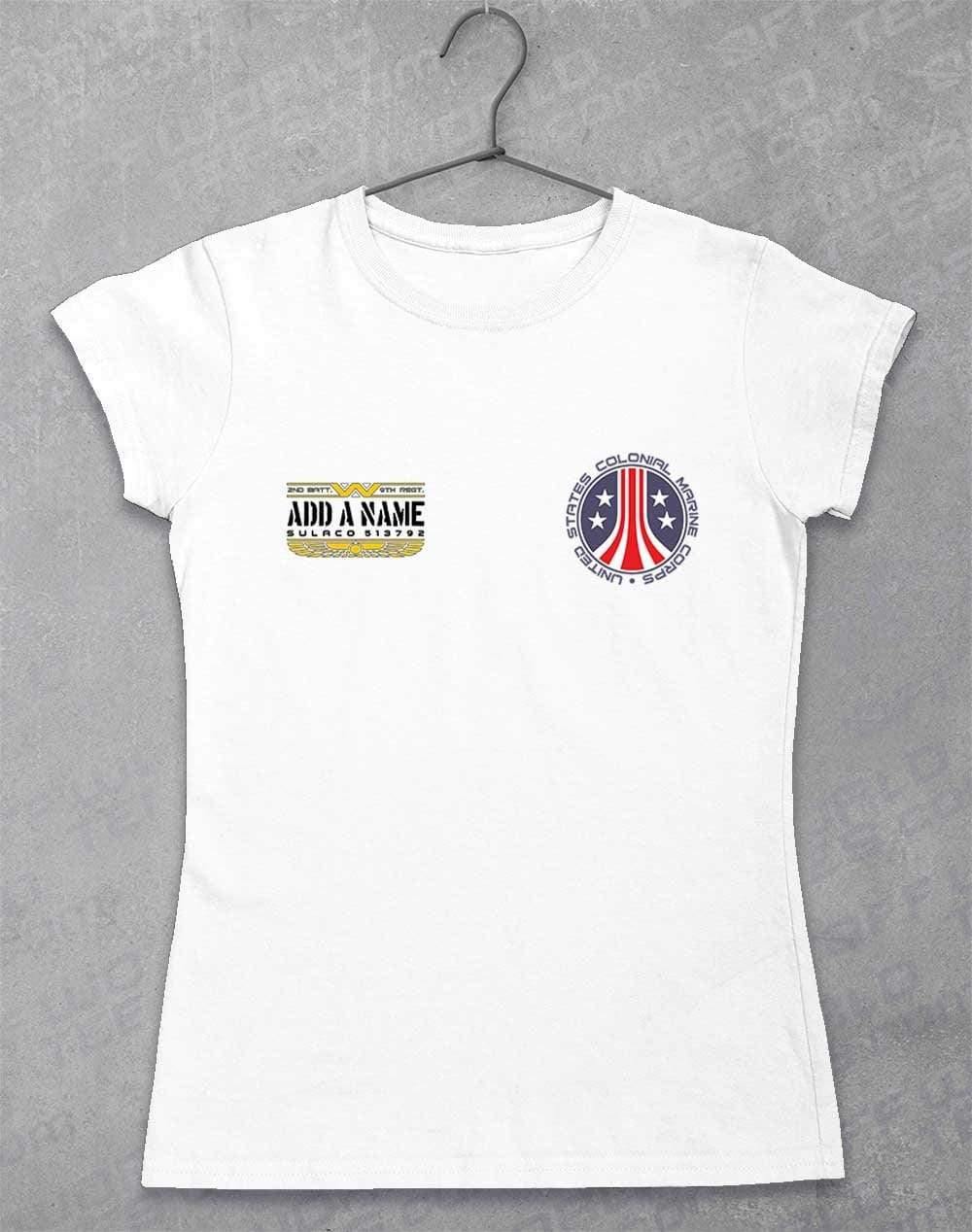 CUSTOMISABLE Colonial Marine Women's T-Shirt 8-10 / White  - Off World Tees