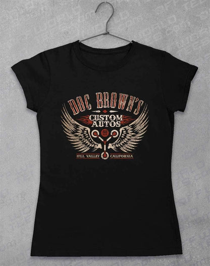 Doc Brown's Custom Autos Womens T-Shirt 8-10 / Black  - Off World Tees