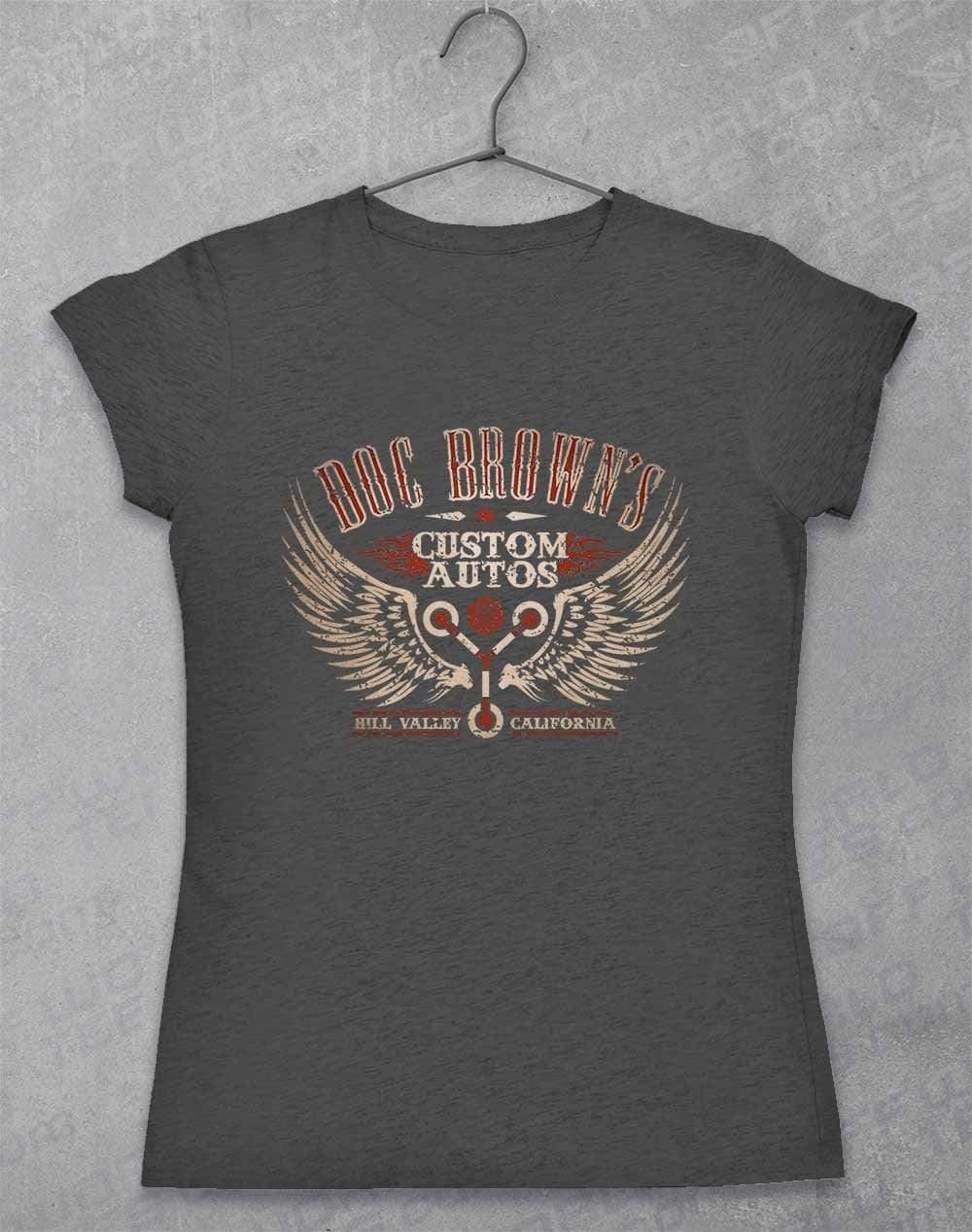 Doc Brown's Custom Autos Womens T-Shirt 8-10 / Dark Heather  - Off World Tees