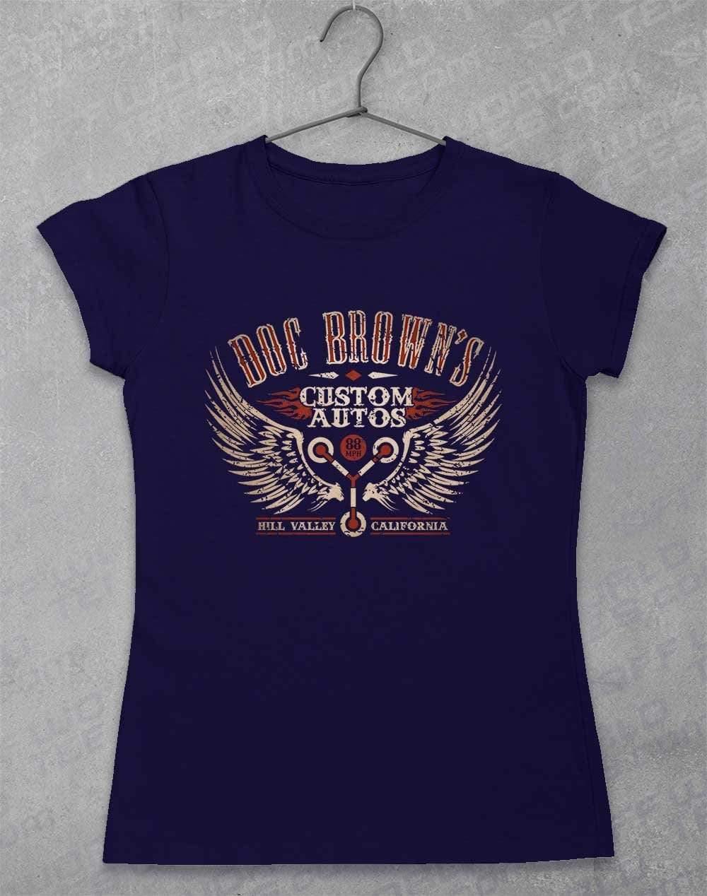 Doc Brown's Custom Autos Womens T-Shirt 8-10 / Navy  - Off World Tees