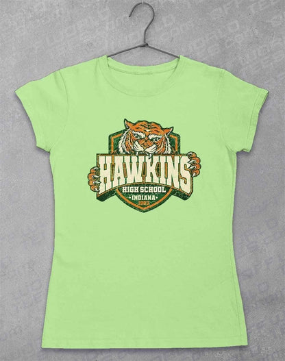 Hawkins High School Tiger Logo Womens T-Shirt 8-10 / Mint Green  - Off World Tees