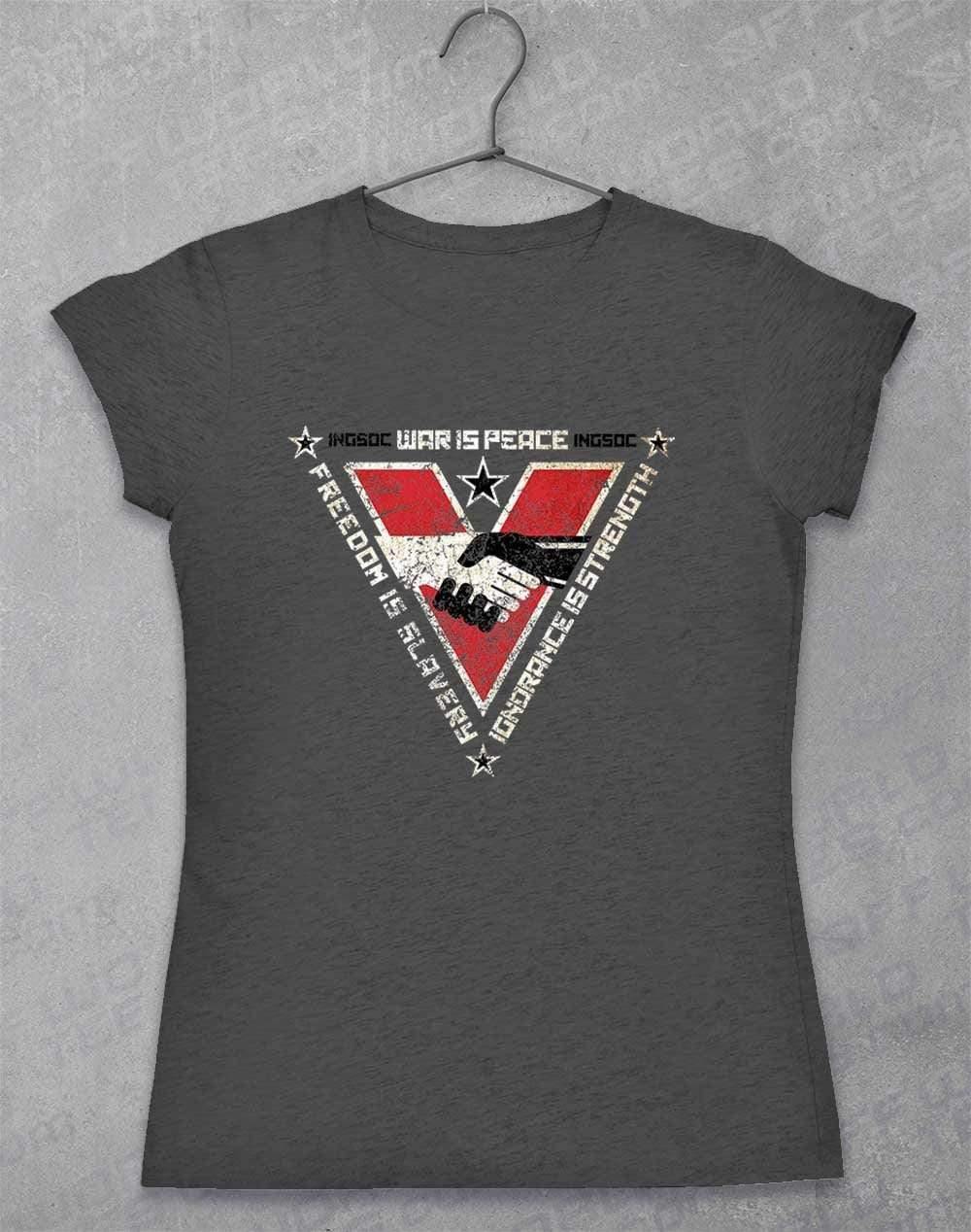 INGSOC Triangular Slogans Women's T-Shirt 8-10 / Dark Heather  - Off World Tees