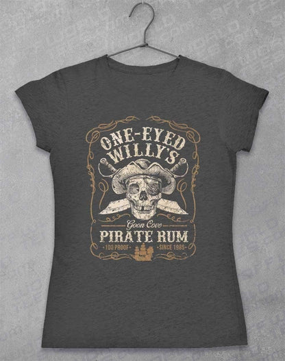 One-Eyed Willy's Goon Cove Rum Womens T-Shirt 8-10 / Dark Heather  - Off World Tees