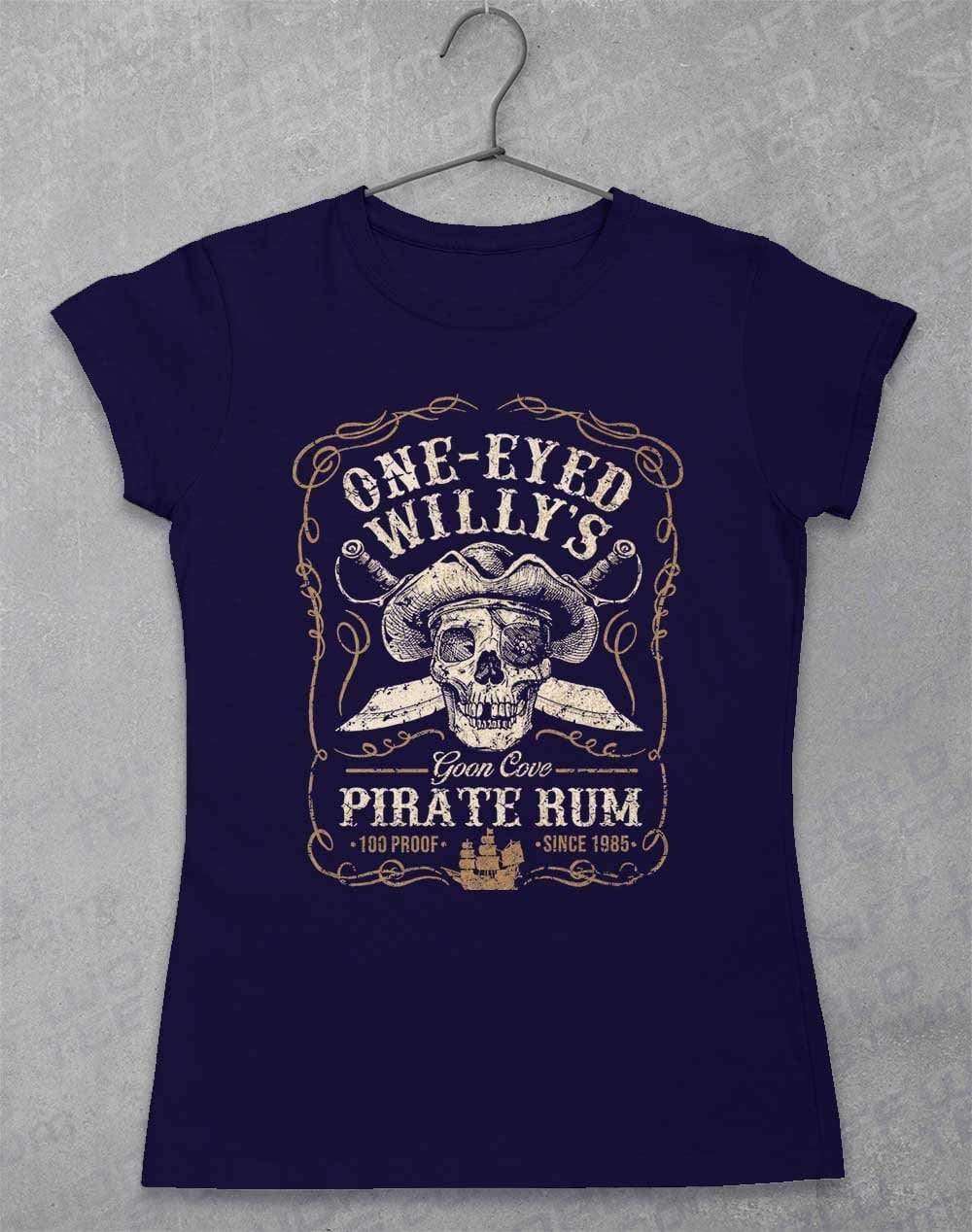 One-Eyed Willy's Goon Cove Rum Womens T-Shirt 8-10 / Navy  - Off World Tees