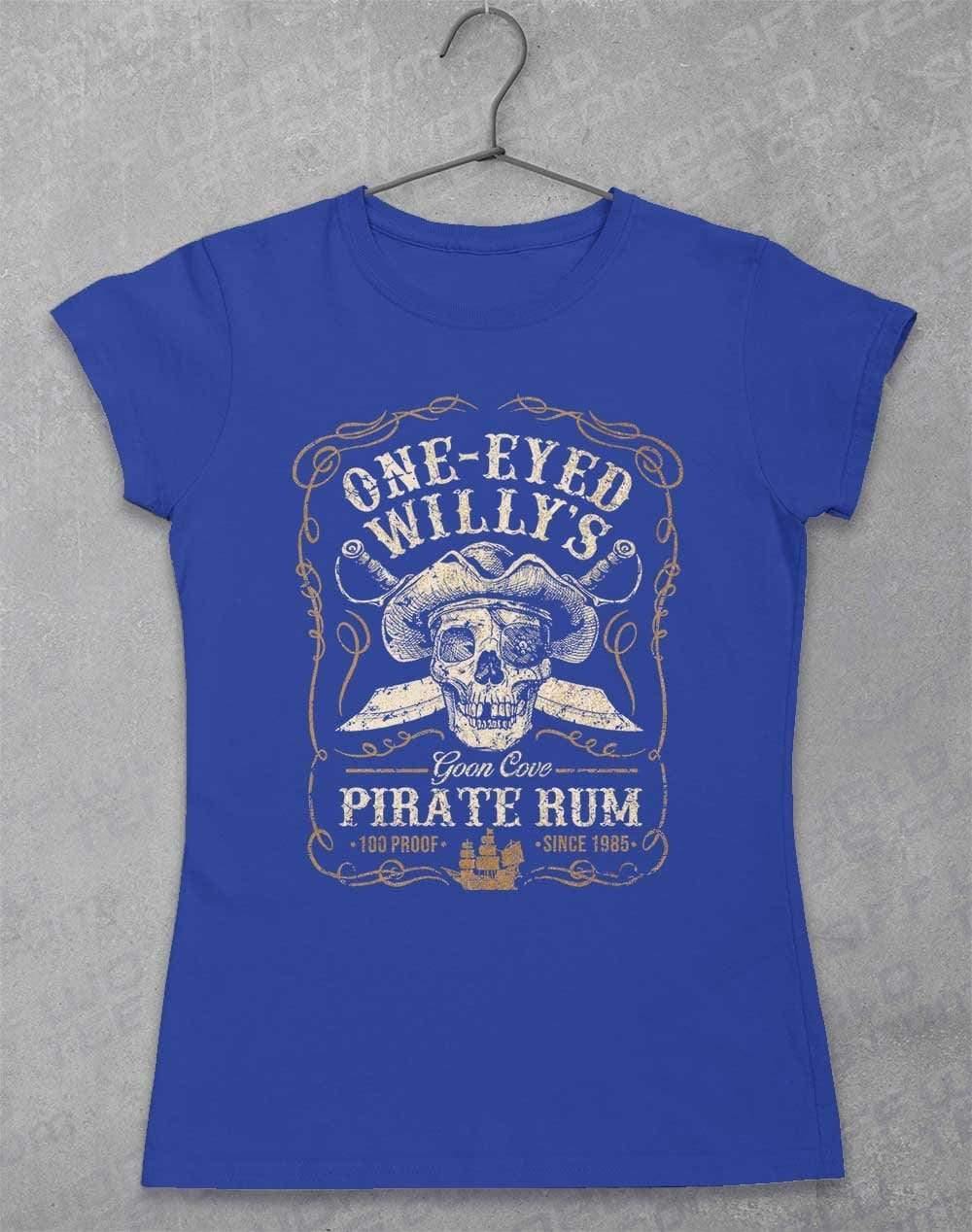 One-Eyed Willy's Goon Cove Rum Womens T-Shirt 8-10 / Royal  - Off World Tees