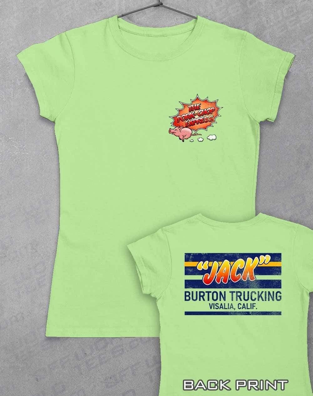 Jack Burton Trucking with Back Print Womens T-Shirt 8-10 / Mint Green  - Off World Tees