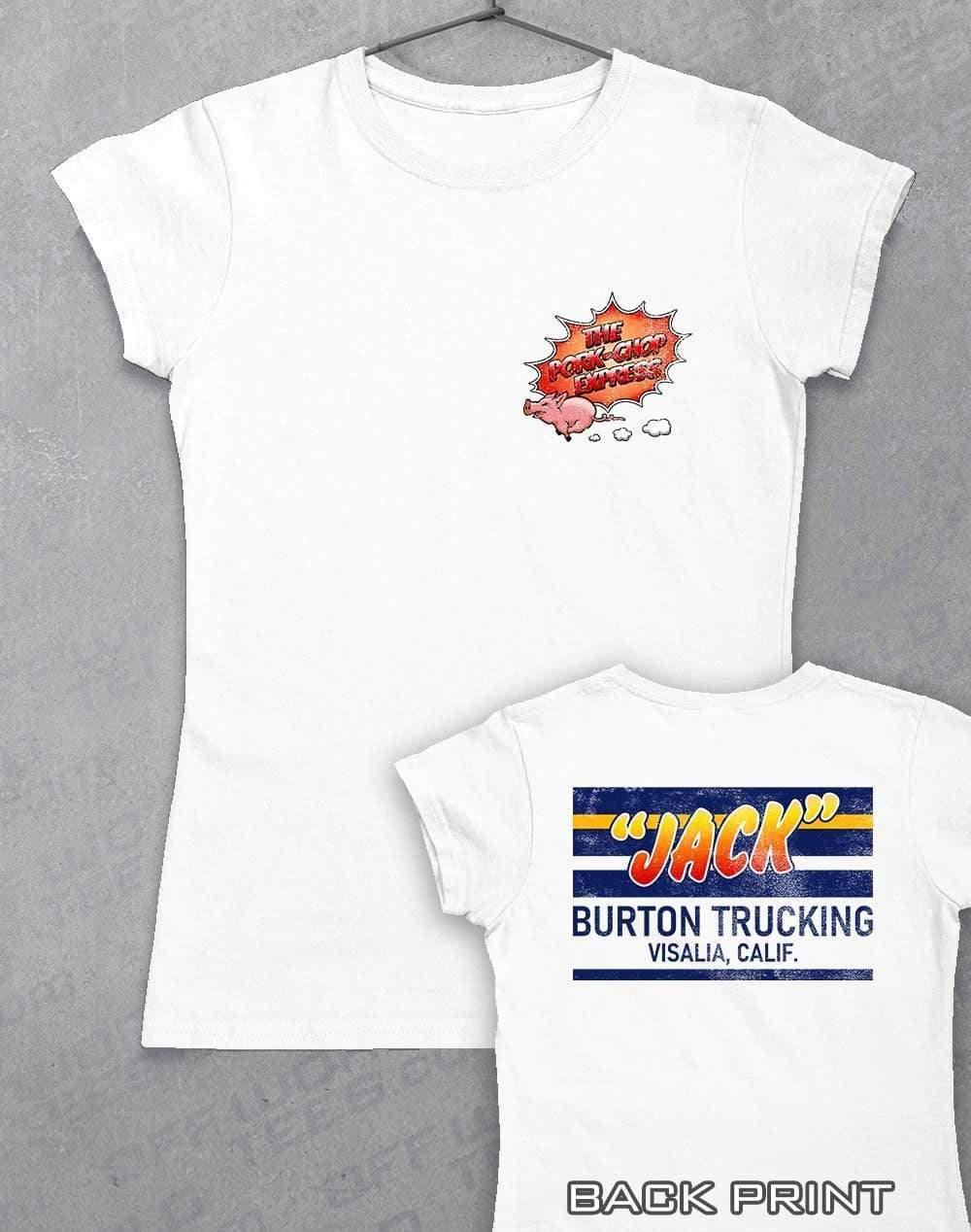 Jack Burton Trucking with Back Print Womens T-Shirt 8-10 / White  - Off World Tees