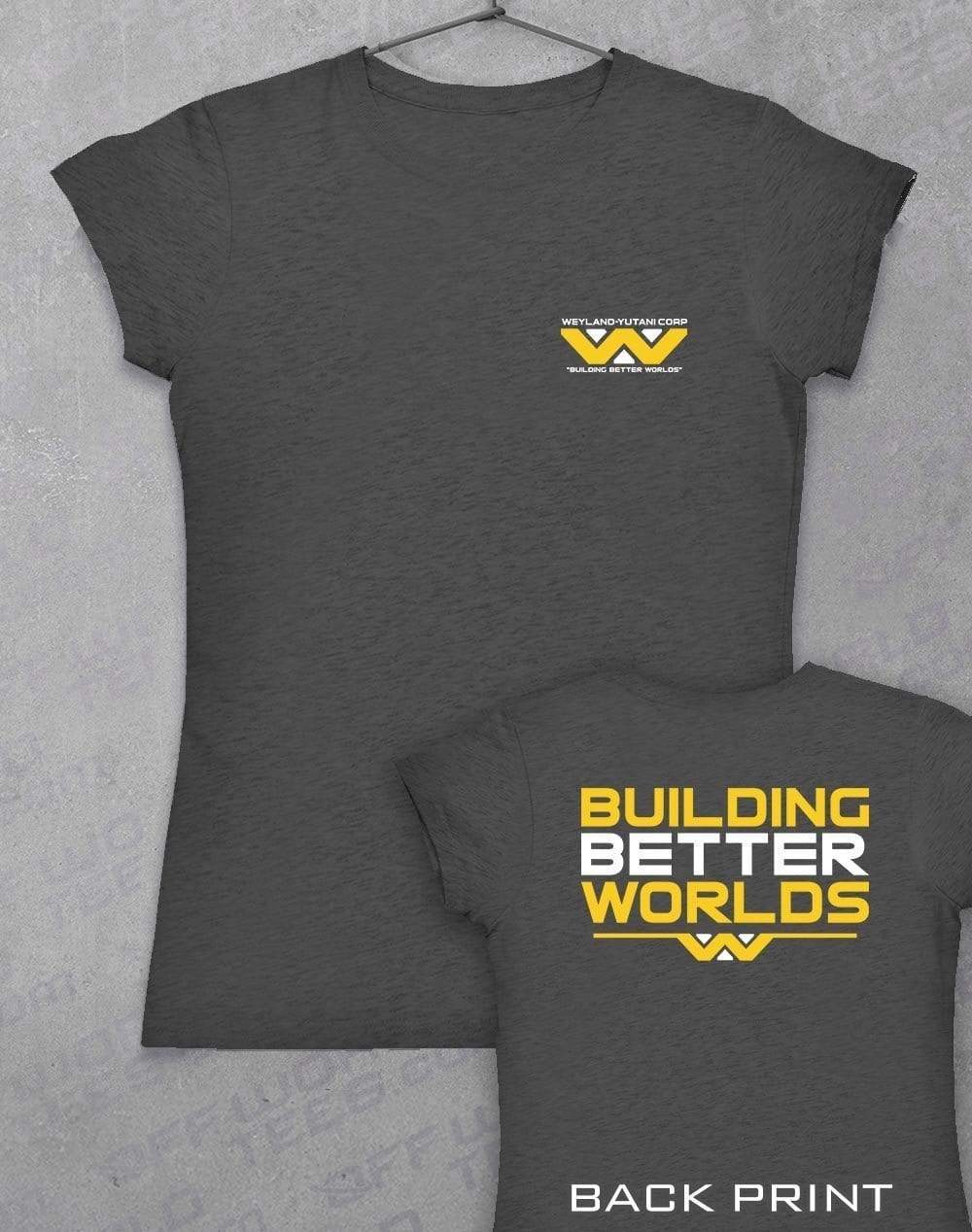 Weyland Yutani Women's T-Shirt with Back Print 8-10 / Dark Heather  - Off World Tees