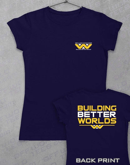 Weyland Yutani Women's T-Shirt with Back Print 8-10 / Navy  - Off World Tees