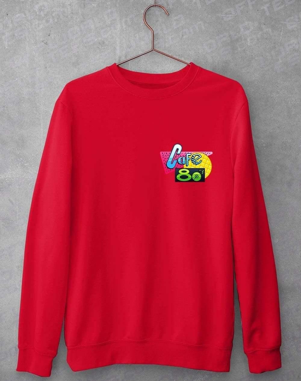 Cafe 80s Pocket Print Sweatshirt S / Fire Red  - Off World Tees
