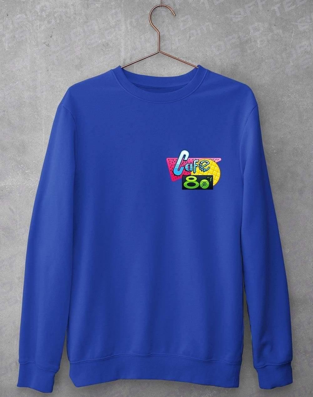 Cafe 80s Pocket Print Sweatshirt S / Royal Blue  - Off World Tees
