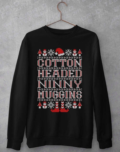 Cotton Headed Ninny Muggins Festive Knitted-Look Sweatshirt S / Black  - Off World Tees