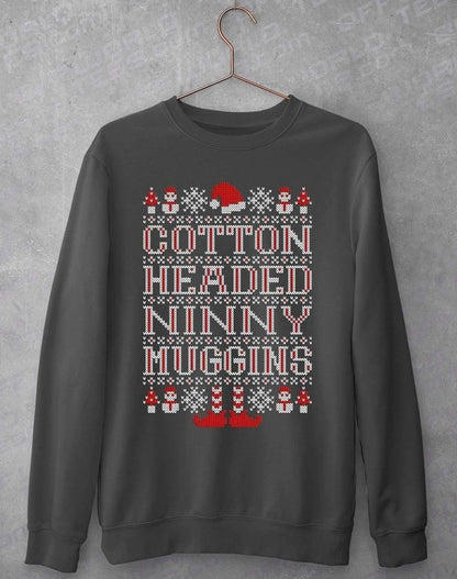 Cotton Headed Ninny Muggins Festive Knitted-Look Sweatshirt S / Charcoal  - Off World Tees