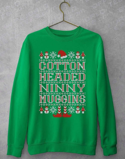 Cotton Headed Ninny Muggins Festive Knitted-Look Sweatshirt S / Kelly Green  - Off World Tees