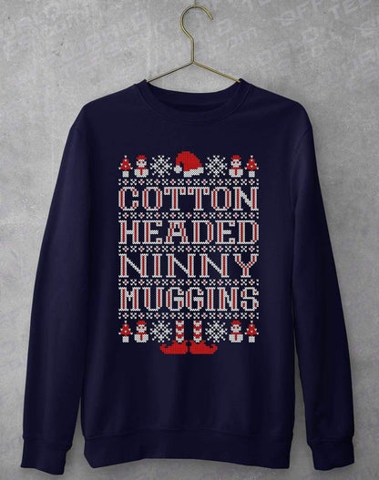 Cotton Headed Ninny Muggins Festive Knitted-Look Sweatshirt S / Oxford Navy  - Off World Tees