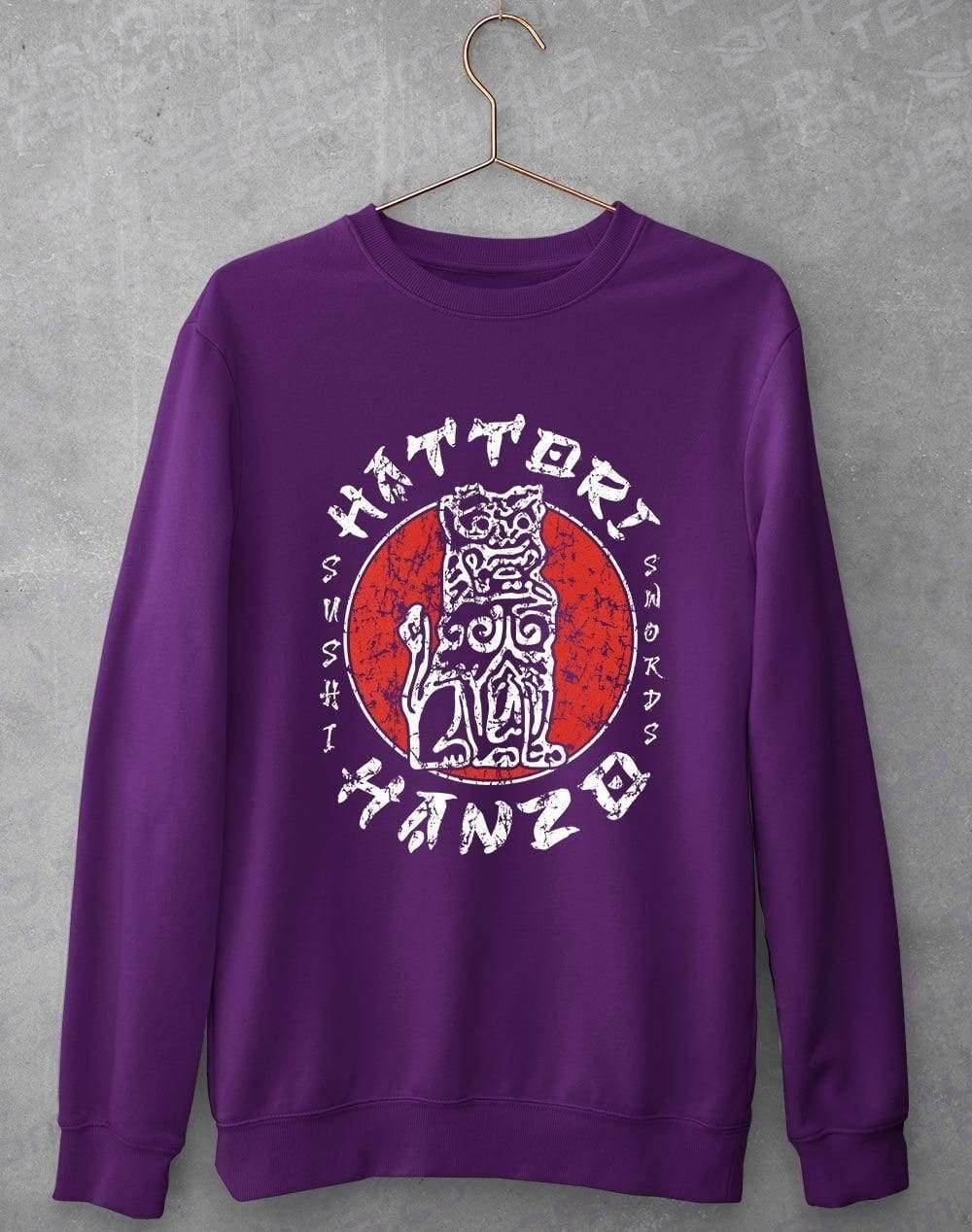 Hattori Hanzo Swords and Sushi Sweatshirt S / Purple  - Off World Tees