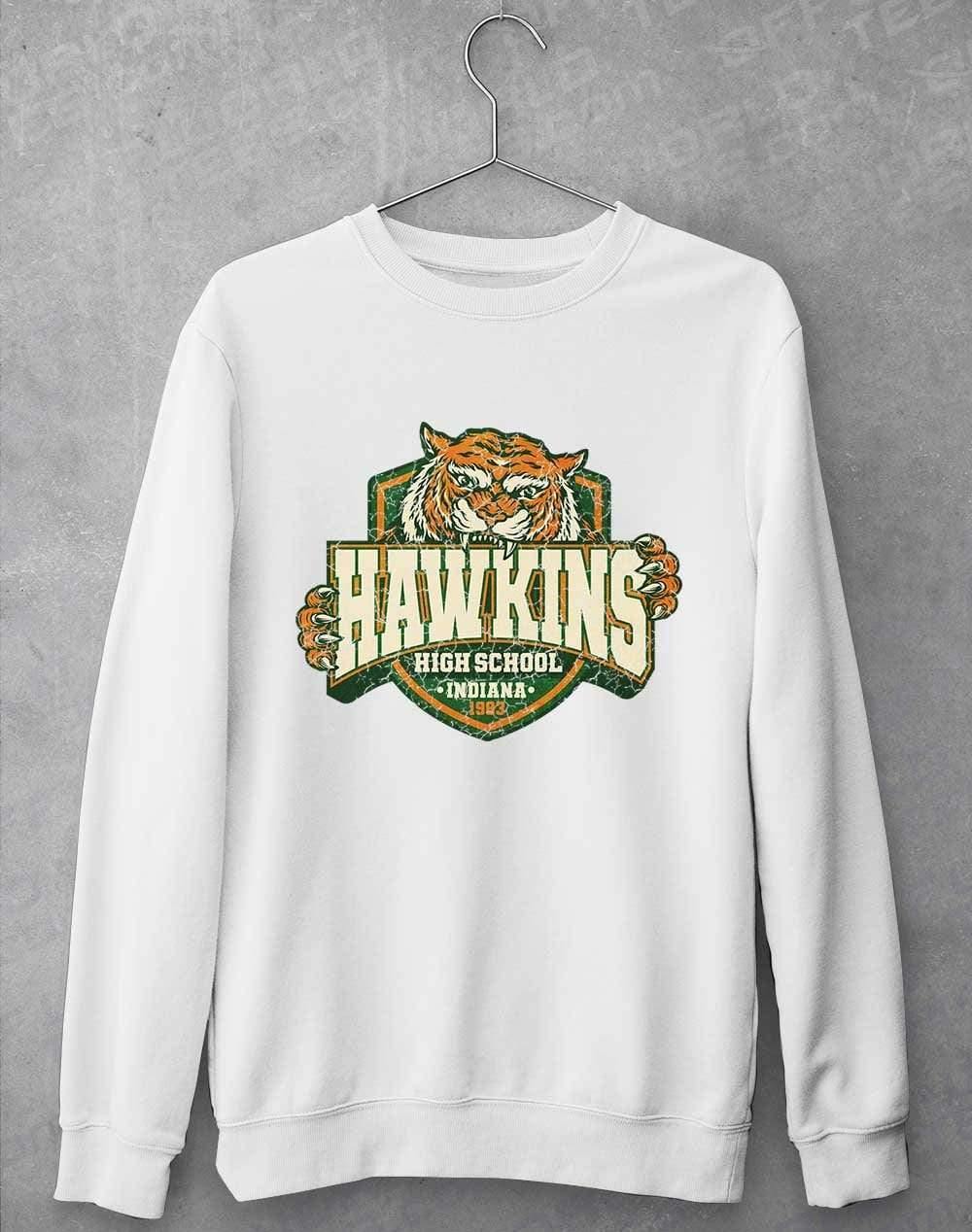 Hawkins High School Tiger Logo Sweatshirt S / Arctic White  - Off World Tees